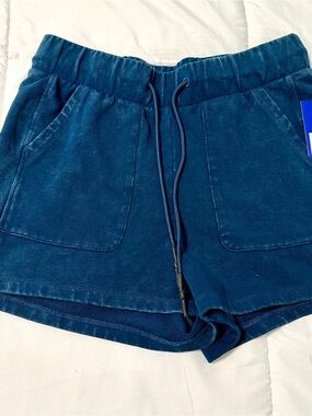 JoyLab Teal Blue Opal Drawstring Pocket Athletic Shorts • Small